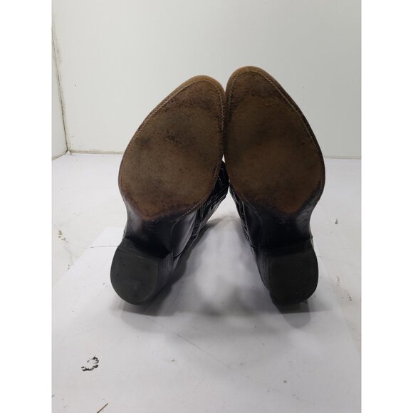 Justin Mens Size 10.5D Black Leather Cowboy Western Embroidered Boots Style 1773 - Picture 6 of 7